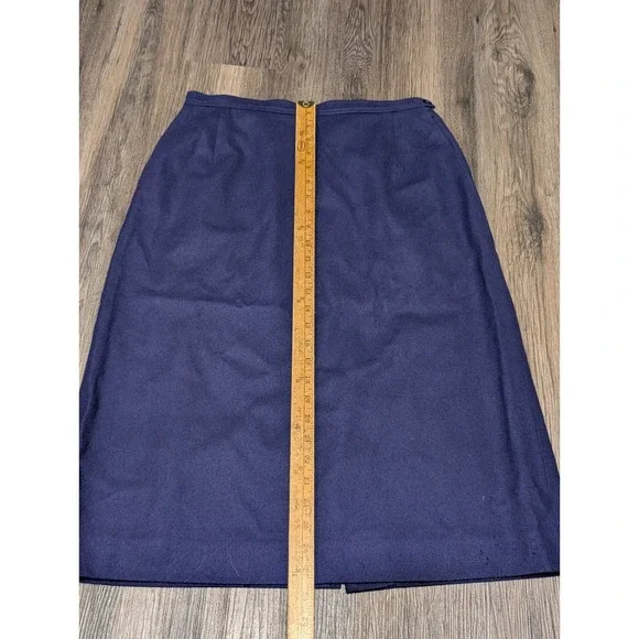 Vintage Pendleton Wool Skirt Navy Blue Size 13/14 Made in USA Career Office - Picture 2 of 6